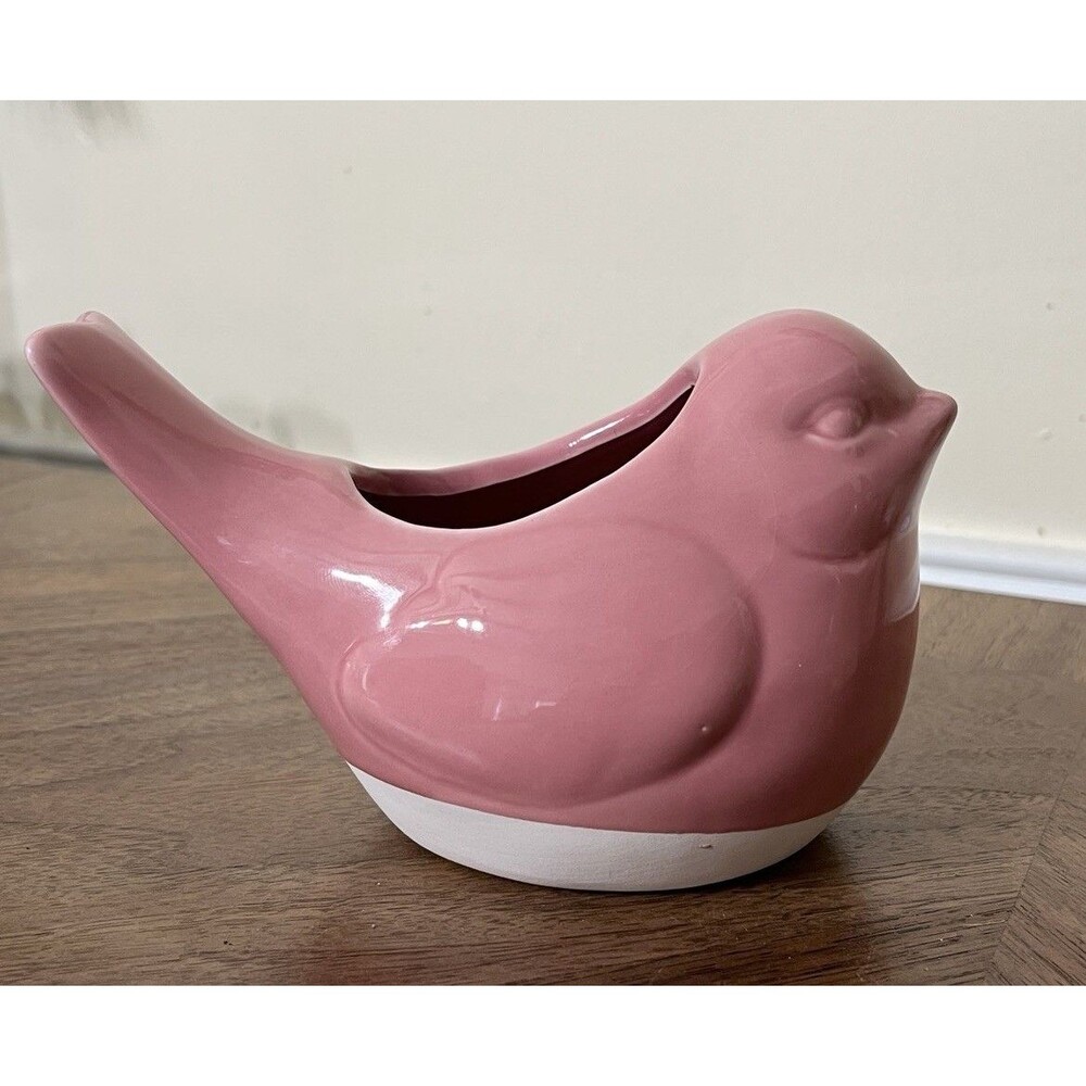 VTG Style Bubblegum Pink Bird Succulent Planter Coquette Farmhouse Bird Lovers - Picture 4 of 10